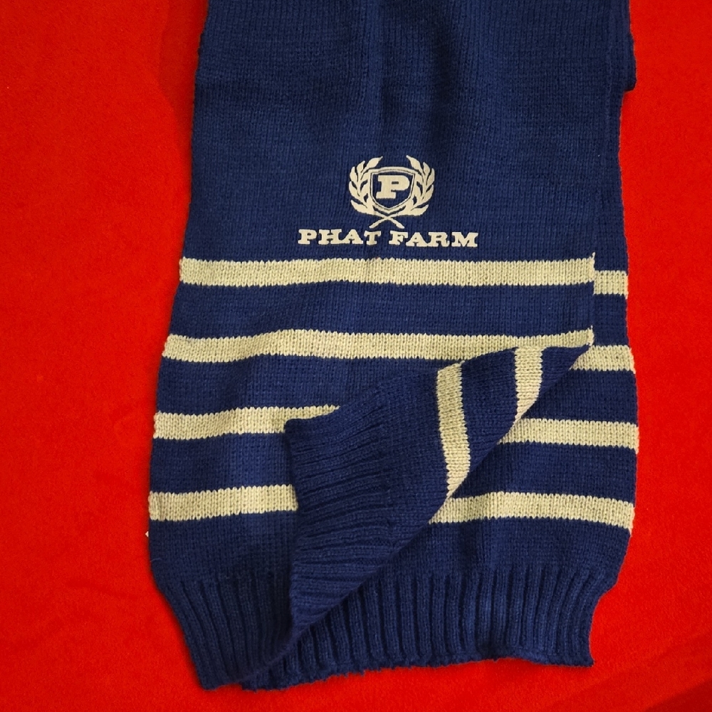 Phat Farm Navy and Cream Knit Scarf